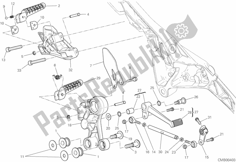 Alle onderdelen voor de Voetsteunen Links van de Ducati Monster 1100 Diesel USA 2013